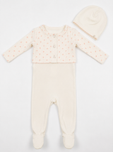 Load image into Gallery viewer, Footie, Cardigan &amp; Hat Set
