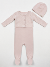 Load image into Gallery viewer, Footie, Cardigan &amp; Hat Set
