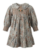 Load image into Gallery viewer, Floral Smocked Corduroy Dress
