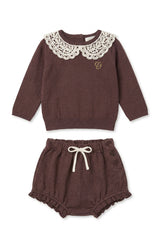 Load image into Gallery viewer, Crochet Collar Sweater &amp; Bloomer Set
