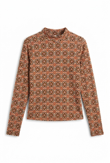 Load image into Gallery viewer, Geomtric Tyle Pattern Mock Neck Top
