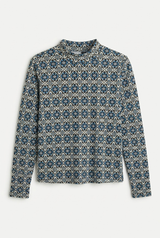 Load image into Gallery viewer, Geomtric Tyle Pattern Mock Neck Top
