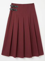 Load image into Gallery viewer, Midi Length Skirt With Straps Buckle Trim
