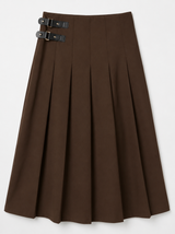 Load image into Gallery viewer, Midi Length Skirt With Straps Buckle Trim

