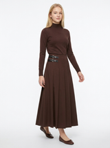 Load image into Gallery viewer, Midi Length Skirt With Straps Buckle Trim
