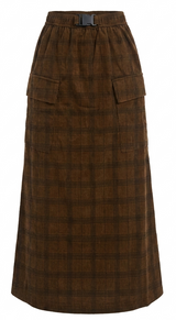 Load image into Gallery viewer, Plaid Midi Length Skirt With Pocket At Sides
