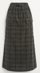 Load image into Gallery viewer, Plaid Midi Length Skirt With Pocket At Sides
