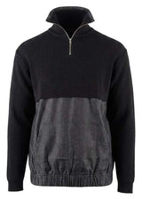 Load image into Gallery viewer, Maternity Henley Zip Denim Knit Combo Top
