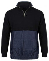 Load image into Gallery viewer, Maternity Henley Zip Denim Knit Combo Top
