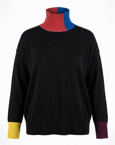 Maternity Contrast Mock Neck Sweater