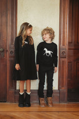 Load image into Gallery viewer, Horse Jacquard Knit &amp; Fleece Dress
