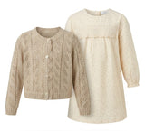 Load image into Gallery viewer, Ruffle Collar Dress With Cardigan Set
