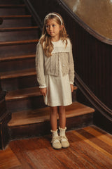 Load image into Gallery viewer, Ruffle Collar Dress With Cardigan Set
