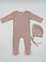 Load image into Gallery viewer, Rose Embroidery Wrap Footie
