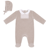 Load image into Gallery viewer, Smocked Velour Footie
