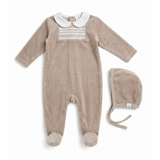 Load image into Gallery viewer, Smocked Velour Footie

