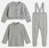 Load image into Gallery viewer, Overall Cardigan &amp; Mock Neck Set
