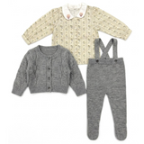 Load image into Gallery viewer, Overall Cardigan &amp; Woven Blouse Set
