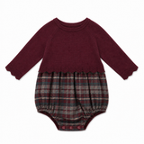 Load image into Gallery viewer, Pointel Knit &amp; Plaid Woven Bubble
