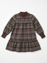 Load image into Gallery viewer, Plaid Dress With Knit Mock Neck &amp; Cuff
