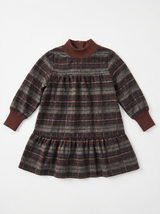 Load image into Gallery viewer, Plaid Dress With Knit Mock Neck &amp; Cuff
