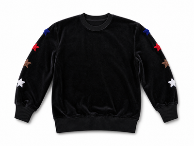 Hookstitch Heart Velour Sweater Shirt