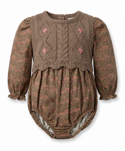 Floral Bubble with Removable Knit Vest Set