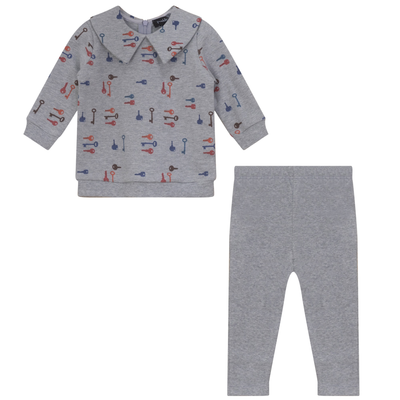 Key Print French Fleece Two Piece Set