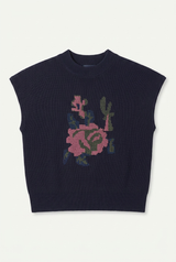 Load image into Gallery viewer, Floral Embroidery Knit Cropped Vest
