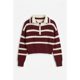 Load image into Gallery viewer, Striped Waffle Knit Pullover With Half Zipper
