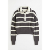 Load image into Gallery viewer, Striped Waffle Knit Pullover With Half Zipper
