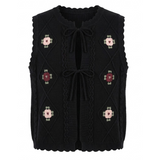 Load image into Gallery viewer, Knit Vest With Flowers Embroidery

