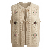 Load image into Gallery viewer, Knit Vest With Flowers Embroidery
