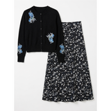 Load image into Gallery viewer, Knit Cardigan With Floral Print Skirt
