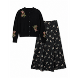 Load image into Gallery viewer, Knit Cardigan With Floral Print Skirt

