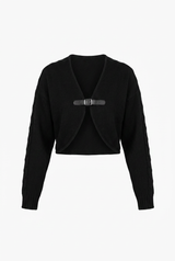 Load image into Gallery viewer, Crop Knit Cardigan With Cable Knit Design
