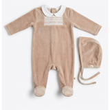 Load image into Gallery viewer, Smocked Velour Footie
