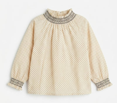 Mini Print Smocked Blouse