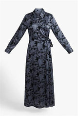 Load image into Gallery viewer, Flocked Maxi Wrap Shirt Dress
